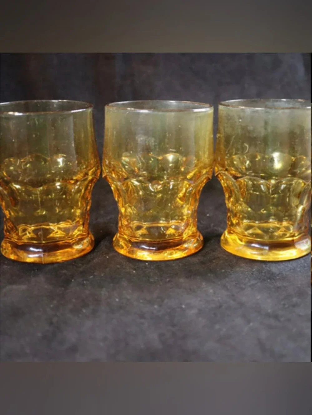 Vintage Anchor Hocking Georgian Amber 8oz Glass Honeycomb 4 ¼“ Cocktail Tumbers